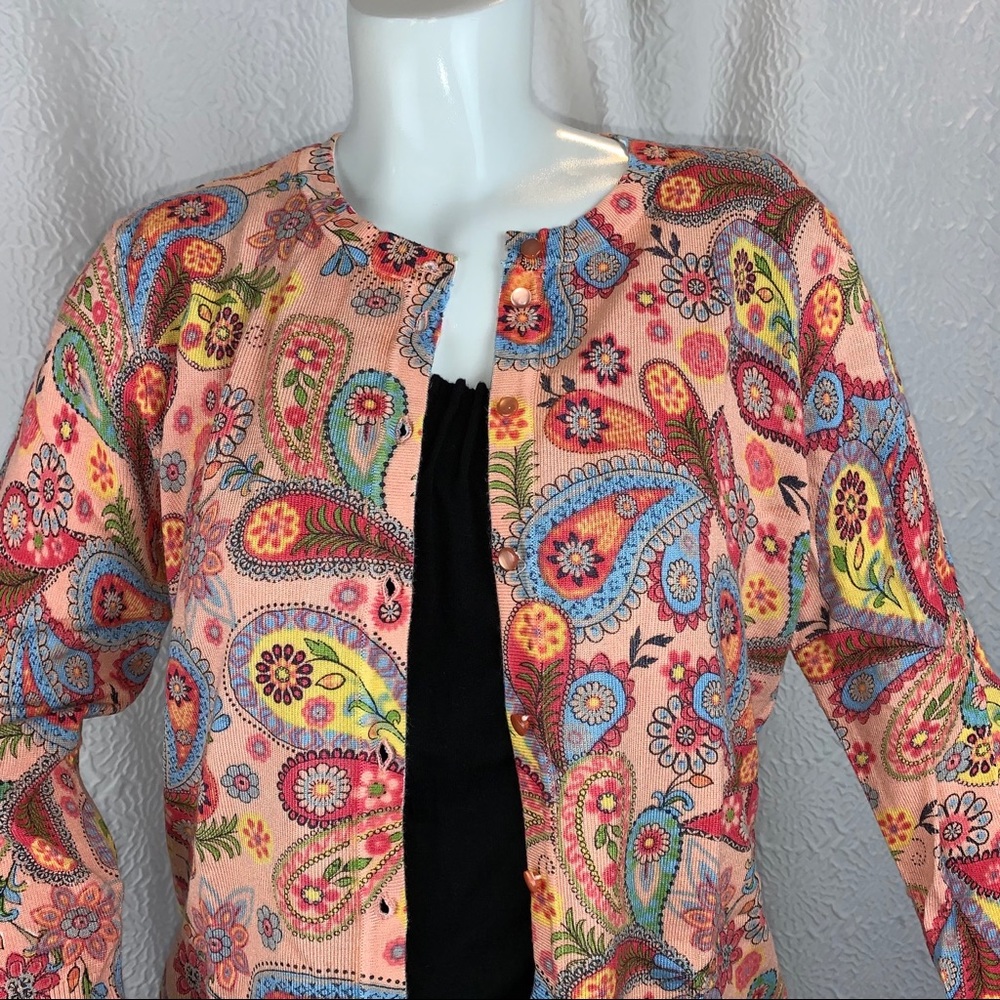 Cable and Gauge Paisley Floral Cardigan